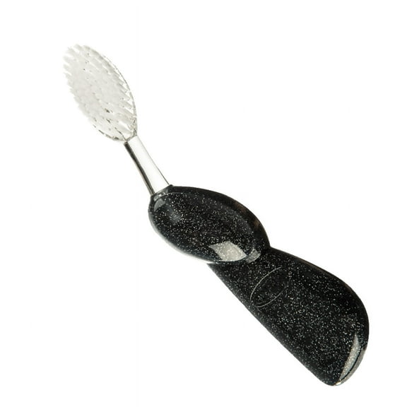 RADIUS Toothbrush Big Brush with Replaceable Head, Righ Hand, Soft in Black Sparkle, BPA Free and ADA Accepted, Designed to Improve Gum Health and Reduce The Risk of Gum Disease