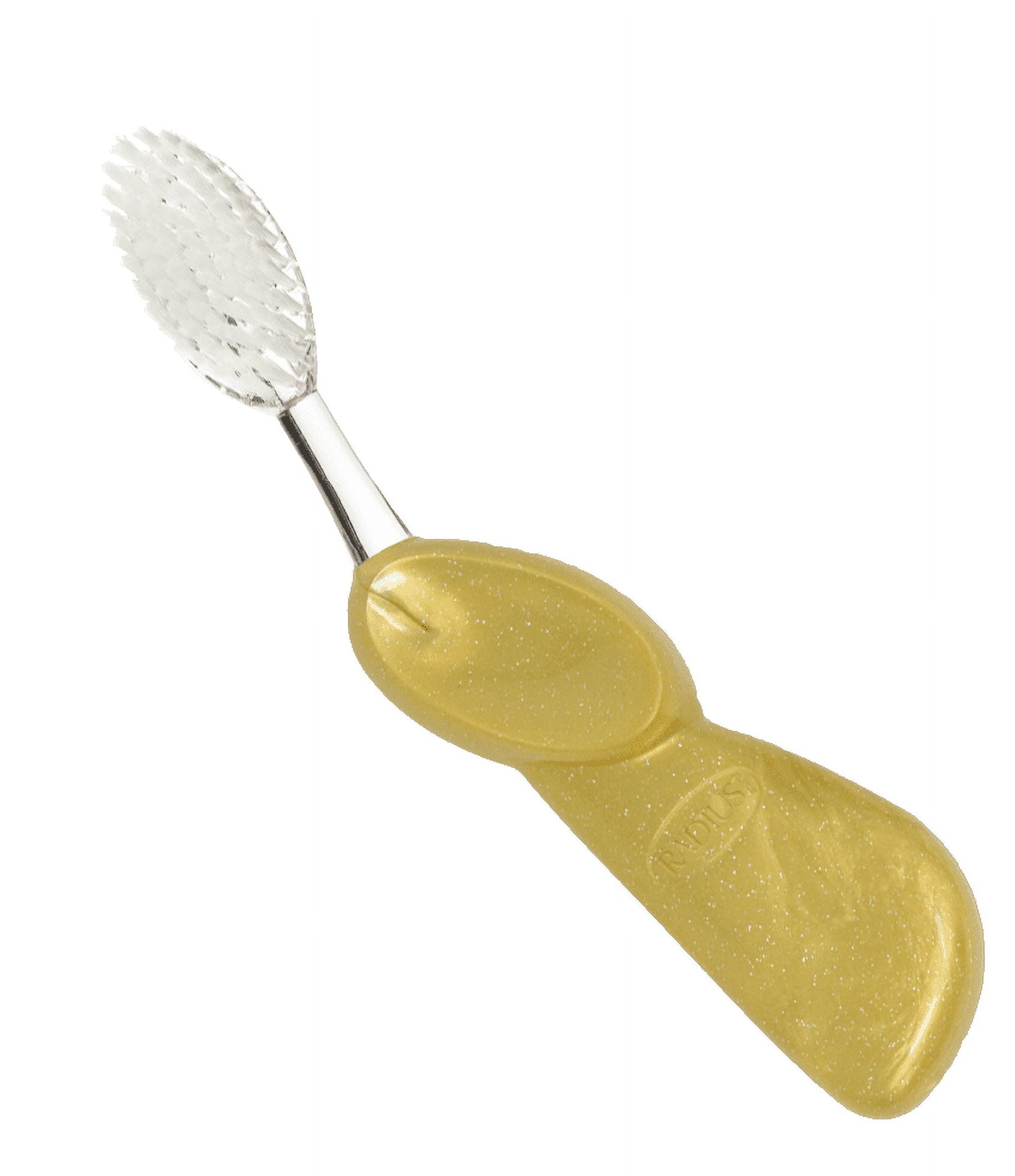 RADIUS Toothbrush Big Brush with Replaceable Head, Right Hand, Soft in Gold, BPA Free and ADA Accepted, Designed to Improve Gum Health and Reduce The Risk of Gum Disease