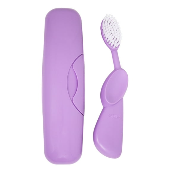 RADIUS Toothbrush Original Big Brush, BPA Free ADA Accepted - Left Hand - Lavender Brush with Lavender Case