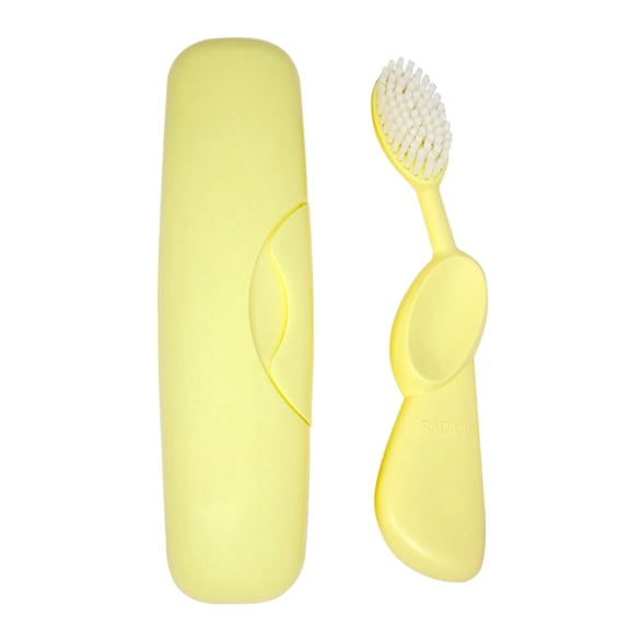 RADIUS Toothbrush Original Big Brush, BPA Free ADA Accepted - Left Hand - Lemon Yellow Brush with Lemon Yellow Case