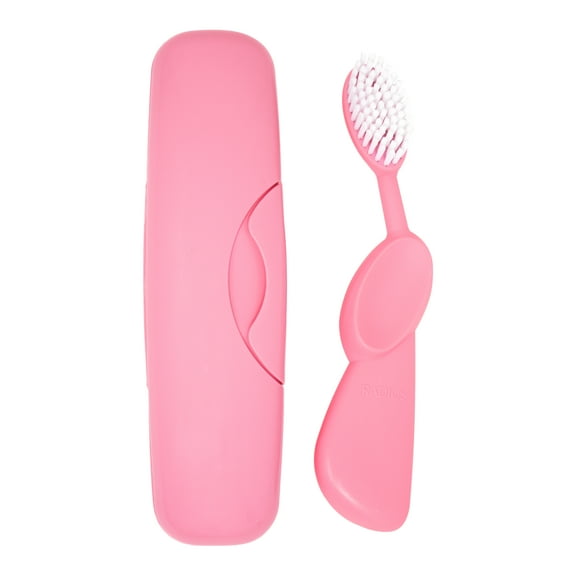 RADIUS Toothbrush Original Big Brush, BPA Free ADA Accepted - Left Hand - Pink Brush with Pink Case