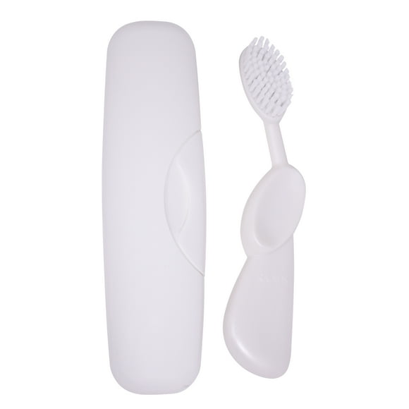 RADIUS Toothbrush Original Big Brush, BPA Free ADA Accepted - Left Hand - White Brush with White Case