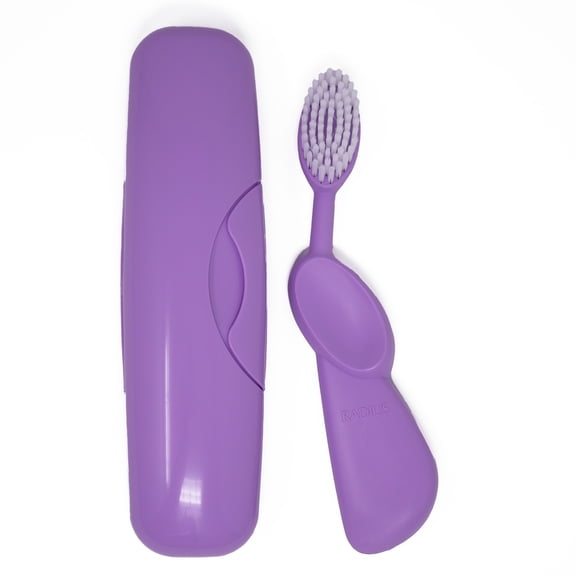 RADIUS Toothbrush Original Big Brush, BPA Free ADA Accepted - Right Hand - Lavender Brush with Lavender Case