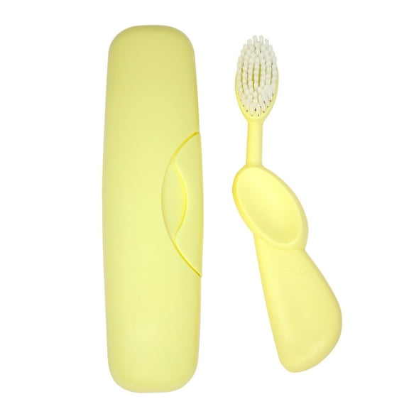 RADIUS Toothbrush Original Big Brush, BPA Free ADA Accepted - Right Hand - Lemon Brush with Lemon Case