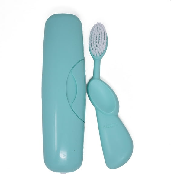 RADIUS Toothbrush Original Big Brush, BPA Free ADA Accepted - Right Hand - Mint Brush with Mint Case