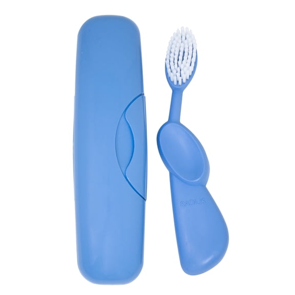 RADIUS Toothbrush Original Big Brush, BPA Free ADA Accepted - Right Hand - Periwinkle Brush with Periwinkle Case