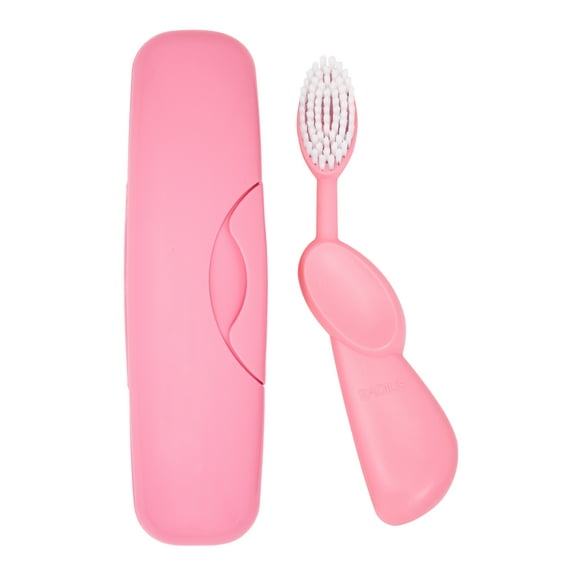 RADIUS Toothbrush Original Big Brush, BPA Free ADA Accepted - Right Hand - Pink Brush with Pink Case