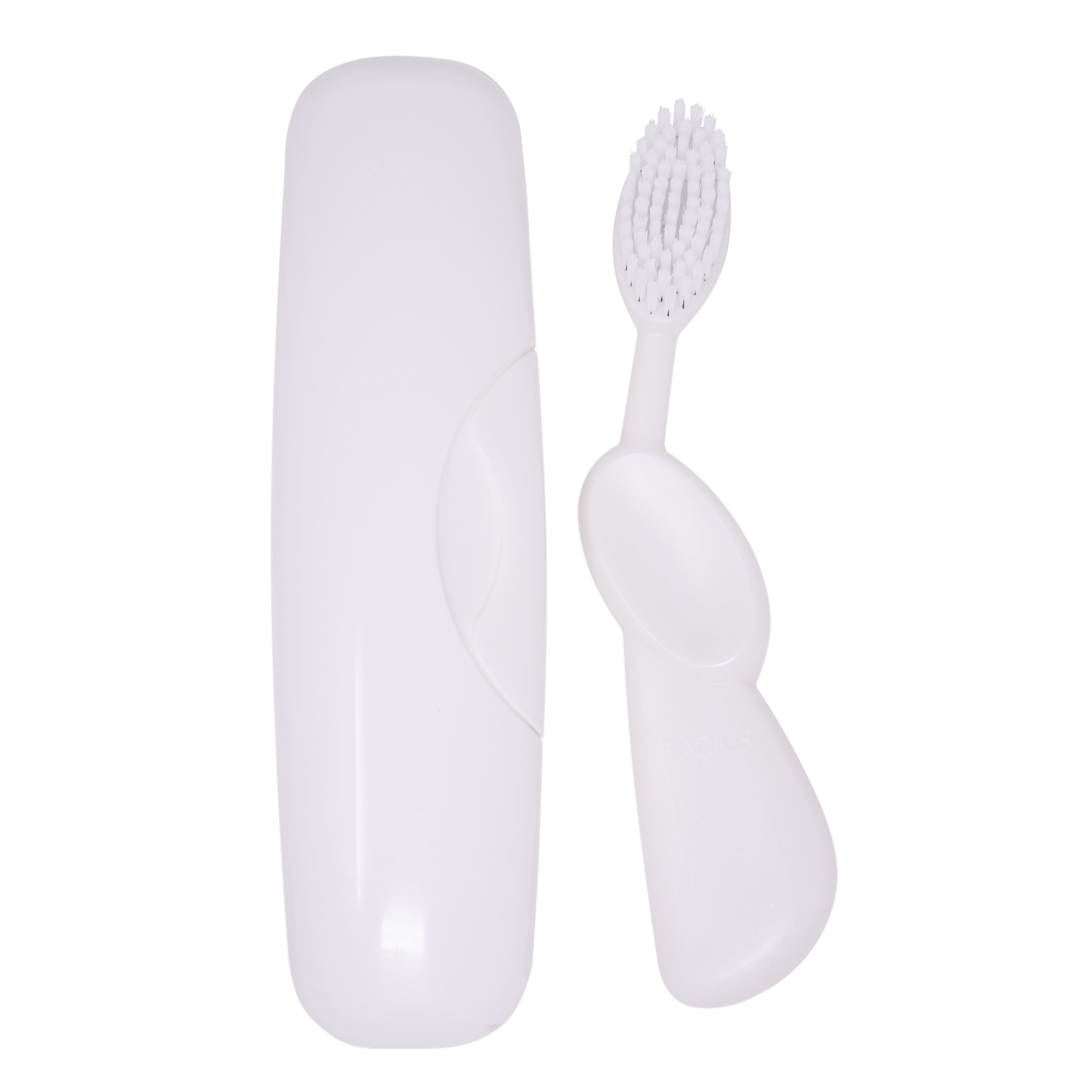 RADIUS Toothbrush Original Big Brush, BPA Free ADA Accepted - Right Hand - White Brush with White Case