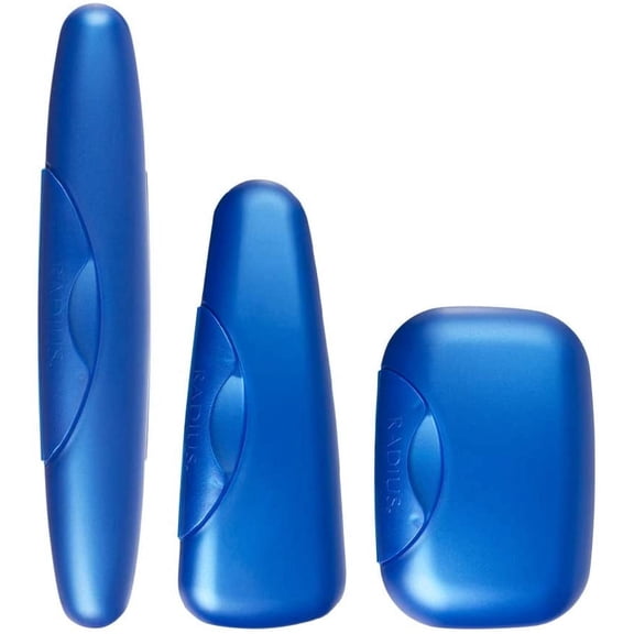 RADIUS Toothbrush Portable Travel Case Kit Standard Toothbrush Soap Razor Case Storage Box for Travel BPA Free 3 Count - Sapphire Blue