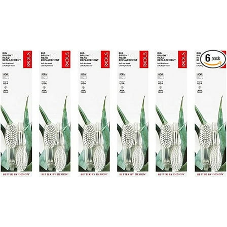 RADIUS Toothbrush Replacement Brush Heads 2 - Count Improve Gum Health & Reduce Gum Issues - Soft Big Head - Pack of 6