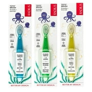 RADIUS Totz Toothbrush Extra Soft Brush BPA Free & ADA Accepted Designed for Delicate Teeth & Gums for Children 18 Months & Up - Green Blue Sparkle - Pack of 3
