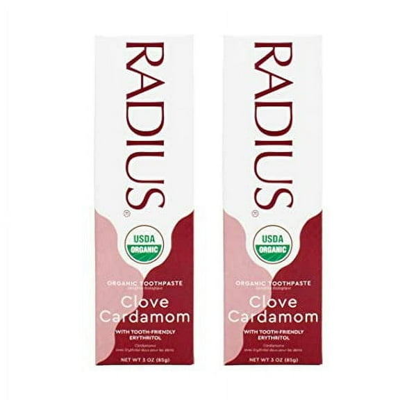 RADIUS USDA Organic Clove Cardamom Toothpaste 2 Count, 3oz , Non Toxic , Designed to Improve Gum Health and Help Prevent Cavities