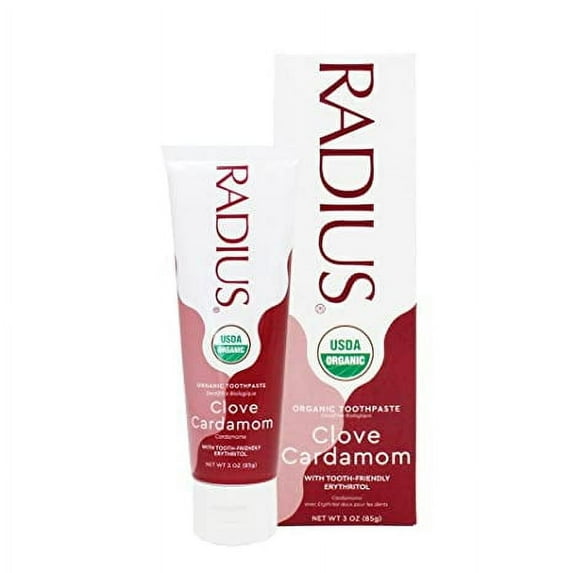 RADIUS USDA Organic Clove Cardamom Toothpaste 3 Count, 3oz , Non Toxic , Designed to Improve Gum Health and Help Prevent Cavities