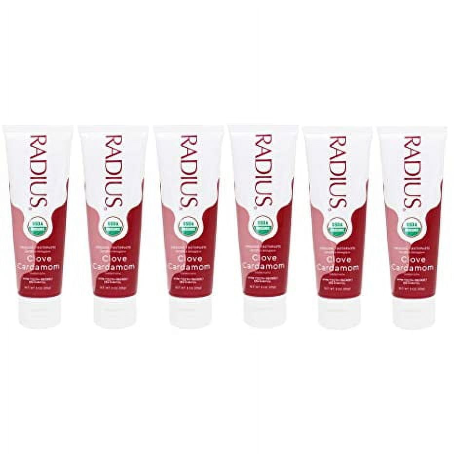 RADIUS USDA Organic Clove Cardamom Toothpaste 6 Count, 3oz , Non Toxic