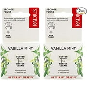 RADIUS Vanilla Mint Dental Floss 4 Count, 55 yards , Plastic-Free Packaging , Vegan and Non-Toxic, Erythritol for an Oral Care Boost , Total Tooth and Gum Protection