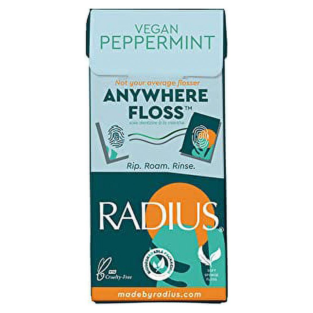 RADIUS Vegan Peppermint Anywhere Floss Travel Dental Floss for Oral