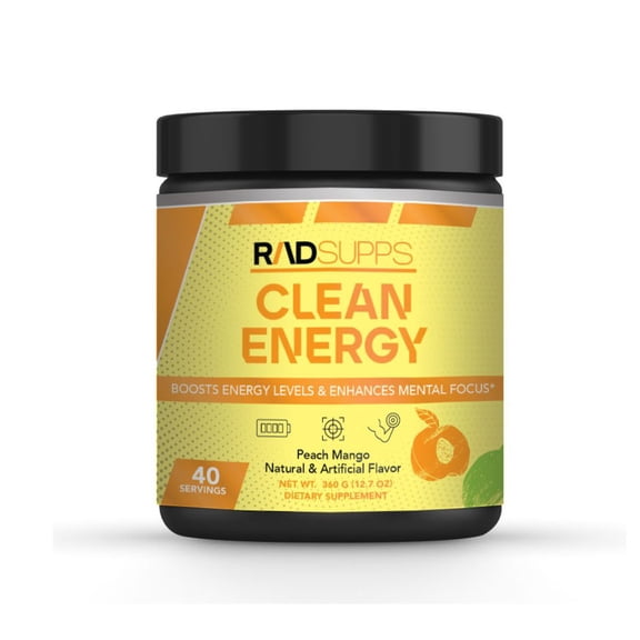 RADSUPPS- Clean Energy - Cardio Pre Workout Powder for Men & Women with BCAAs Amino Acids, Energy Drink Powder, Amino Acid Energy Powder for Energy & Focus - 40 Servings