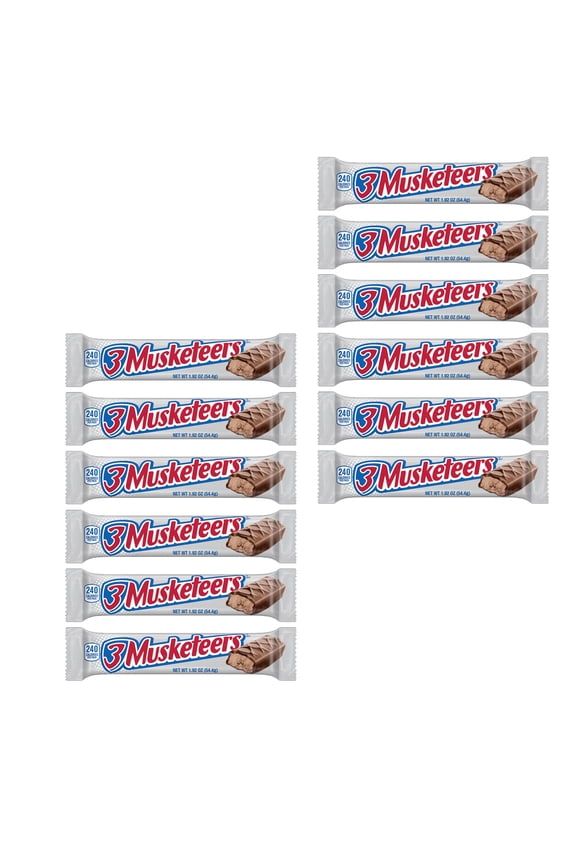 3 Musketeers Full Size Milk Chocolate Candy Bars, 12 Count, 1.92-oz per Bar