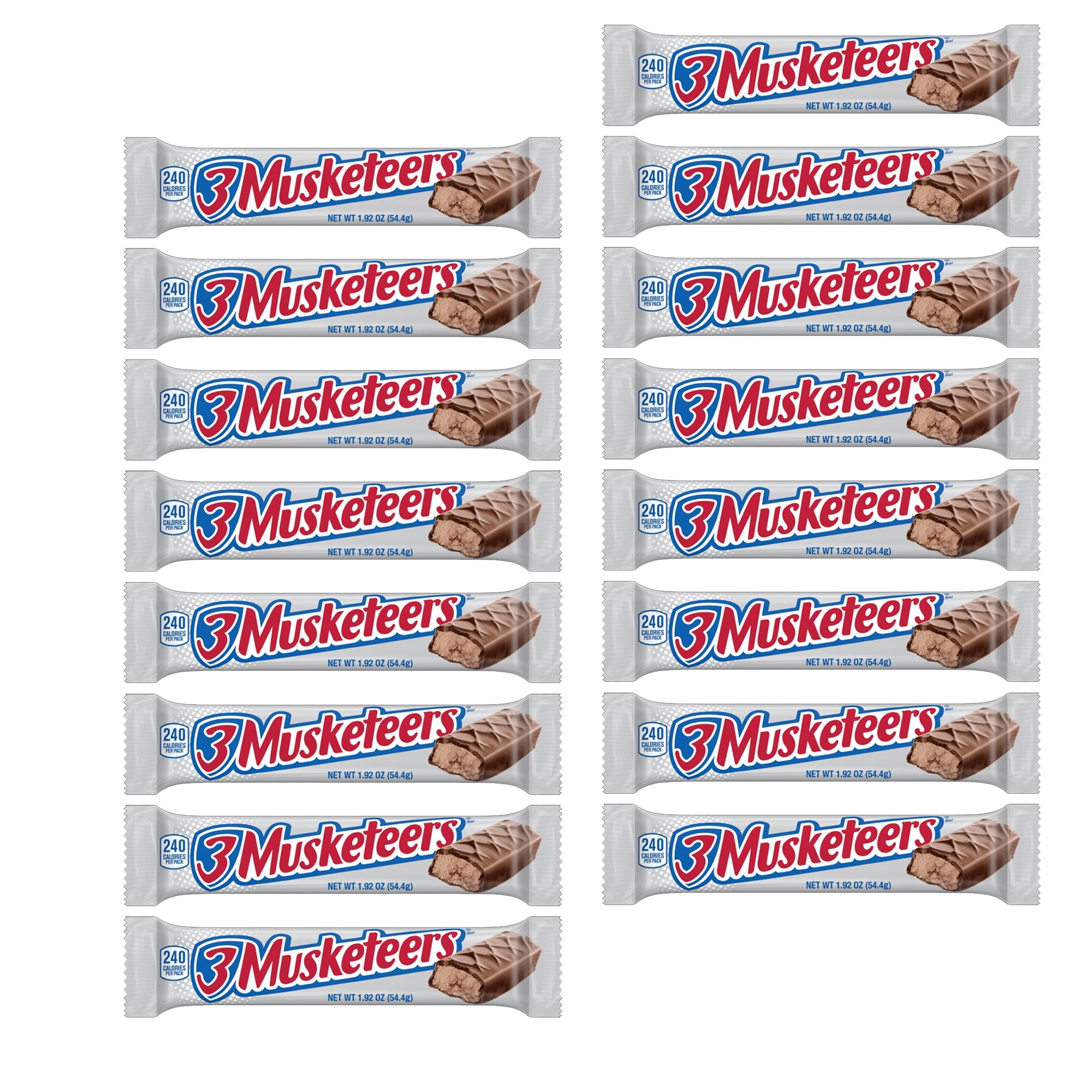 RADYAN 3 Musketeers Milk Chocolate Candy Bars, Full Size, 16-Count, 1.92-oz per Bar