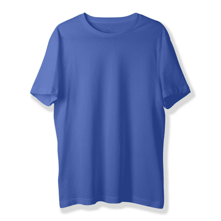 RADYAN Classic Tubular Retail Fit 1x1 Cotton Rib Short-Sleeve, Cotton and  Polyester Fabric, Round Neck Silky Blend Royal Blue Tee for Men 