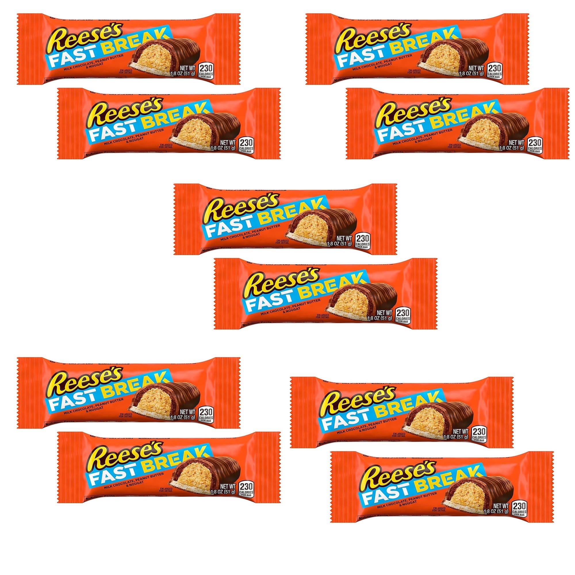 RADYAN REESE'S FAST BREAK Peanut Butter Nougat Candy Bars, 10 Pack, 1.8 oz