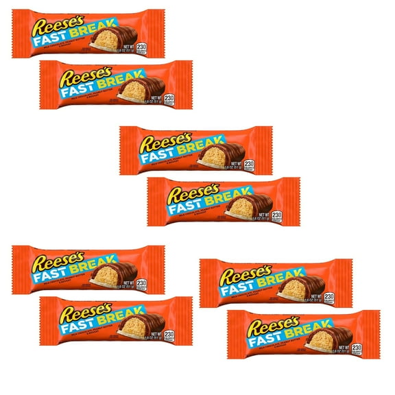 RADYAN REESE'S FAST BREAK Peanut Butter Nougat Candy Bars, Milk Chocolates, 8 Pack, 1.8 oz