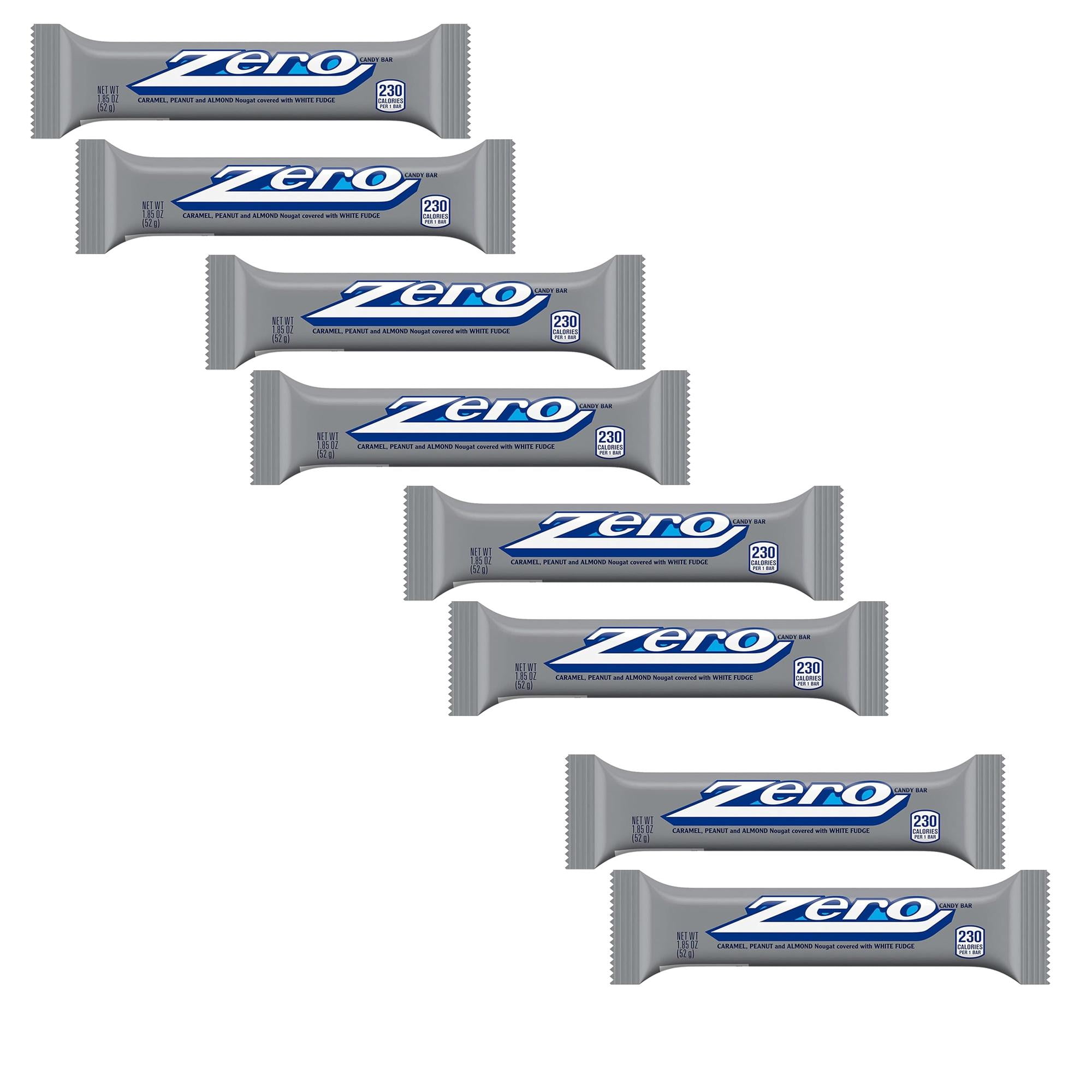 RADYAN Zero White Fudge Caramel Peanut and Almond Nougat Candy Bars, 8 Pack, 1.85 oz