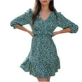 thumbnail image 1 of RAE Women's Leopard Print Ruffle Trim Tiered Mini Dress (Green, 14), 1 of 12