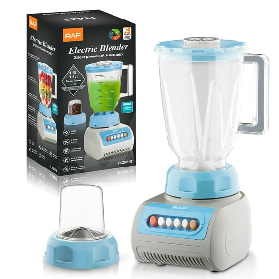 RAF Electric Blender 1.5L – 350W Motor, 5-Speed Settings, 6-Blade System, with Dry Grinder Jar – Smoothie, Shake, Ice & Coffee Grinder