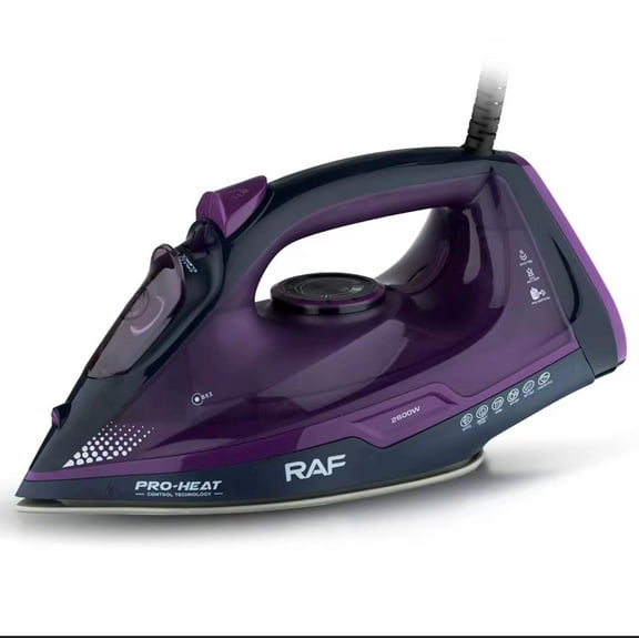 RAF Pro-Heat 1200W Electric Steam Iron with Ceramic Soleplate, Vertical Steaming & Self-Clean – Purple | R.91200P-110