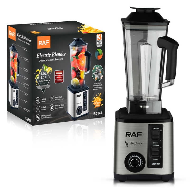 RAF R.2841 2400W High-Power Electric Blender 8-Blade, 2.5L Capacity, 24000RPM Motor, Food Grade Jar, Easy to Clean