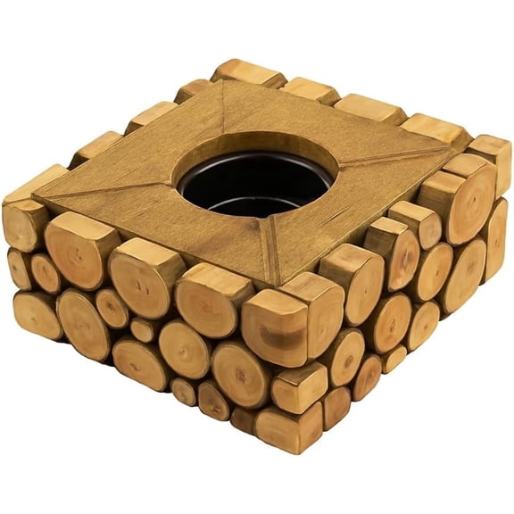 RAFAEL EXPORTS Rustic Wooden Tissue Box Holder – Handcrafted Log Slice Design, Square Shape with Top Dispensing Hole – Natural Wood Finish for Home, Office, Café & Décor