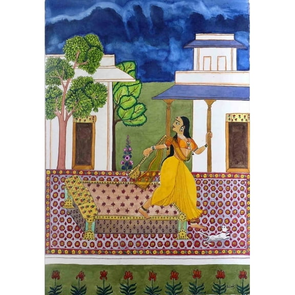 Raga Patamanjari, A Ragamala Painting, Handpainted, Watercolour on paper.