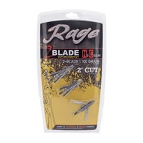 Rage 2-Blade Cut-On-Contact No Collar Broadhead, 3 Pack, 100 Grain, .035" Stainless Steel Blades