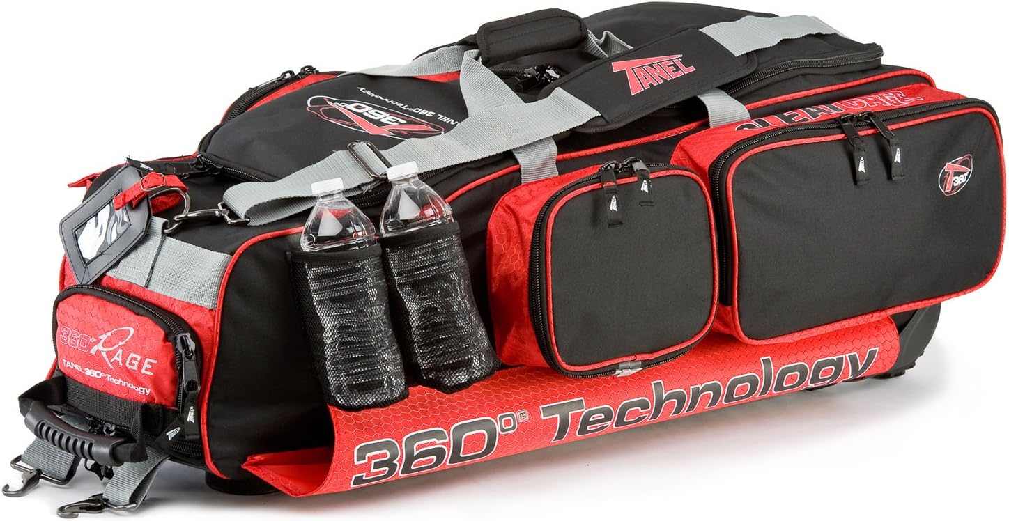 Sac à Roulettes Tanel 360 RAGE - Baseball/Softball - Noir/Rouge - Neuf