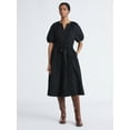 thumbnail image 1 of Free Assembly Women's and Women's Plus Cotton Midi Dress with Puff Sleeves, Sizes XS-4X, 1 of 4