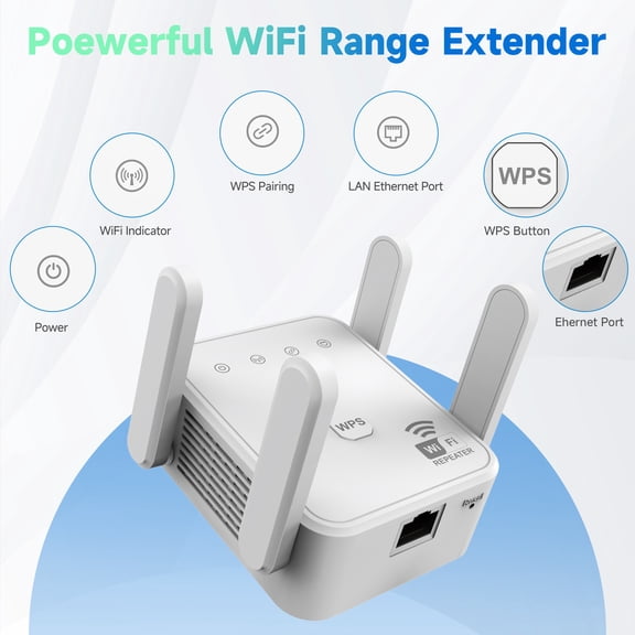 WiFi Extender WiFi Repeater 1200Mbps, WiFi Extender Signal Booster for Home up to 12880 Sq Ft and 105 Devices