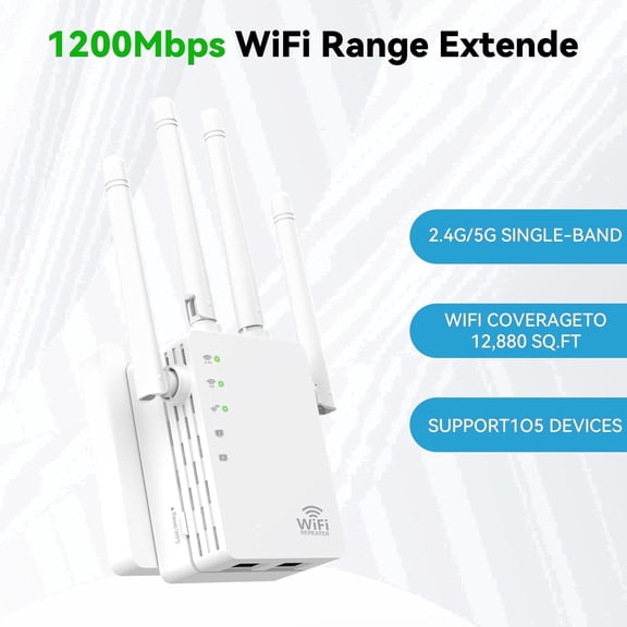 RAGOAT WiFi Extender for Home - Dual Band Signal Booster, 12880 Sq Ft Coverage, 105 Devices, Wireless Repeater