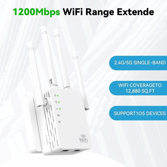 RAGOAT WiFi Extender for Home - Dual Band Signal Booster, 12880 Sq Ft Coverage, 105 Devices, Wireless Repeater