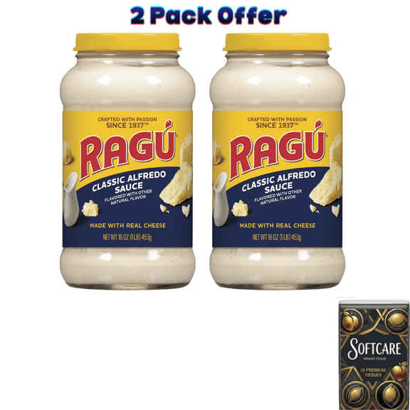 RAGU Classic Alfredo Sauce, 16 oz, White Pasta Sauce ( Includes One Tissue Pack )