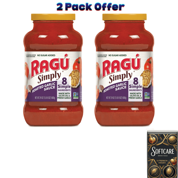 RAGU Simply Roasted Garlic Pasta Sauce, 24 oz ( Includes One Tissue Pack )