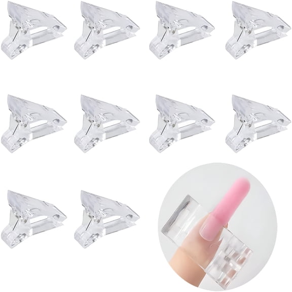 RAGUPEL 10 PCS Transparent Plastic Nail Tips Clip Finger Polygel Extension Kit Nail Arts Tool for Quick Building Polygel