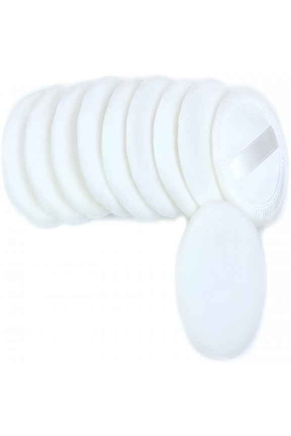 2026 New 10 Pack Makeup Powder Puffs Washable Satin Velour Powder Pads with Ribbon 2.36 Inch for Face,Cosmetics,Beauty,Daily Use,Makeup Application (White)