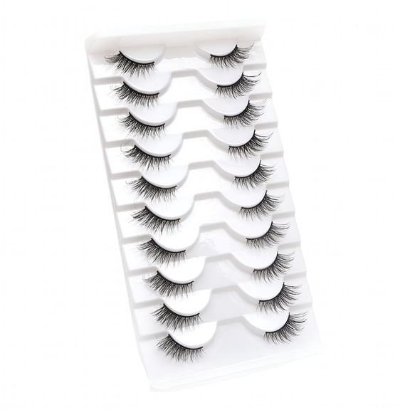 RAGUPEL 10 Pairs False Eyelashes 3D Effect Natural Look Dense Curly Fluffy Eyelash Extension Faux Mink Hair Wispy Half Lashes for Girl
