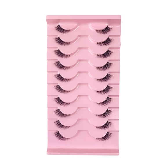 RAGUPEL 10 Pairs Half Eyelashes, Natural Fluffy Cat Eye False Lashes with Clear Band, 20mm Artificial Half Lashes for Natural Makeup, Party, and Daily Wear