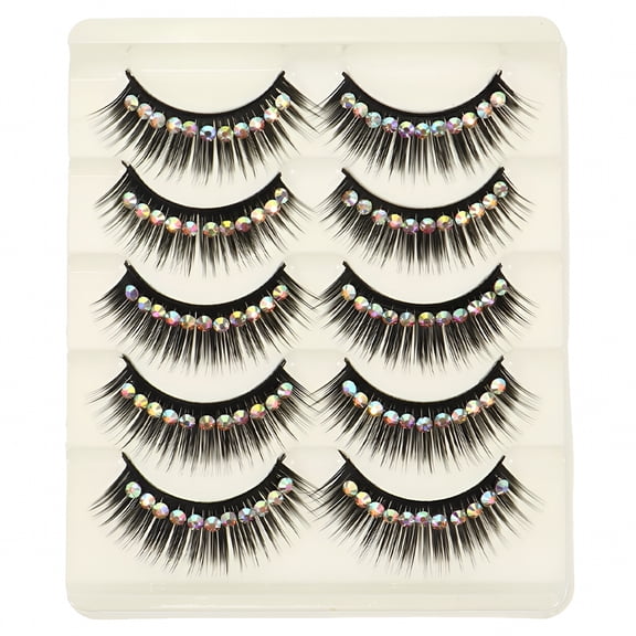RAGUPEL 10 Pairs Shiny Gem False Eyelashes, Glitter Fluffy Lash Extensions with Rhinestones, Eye-Catching Eye Makeup for Party, Cosplay, Halloween, and Stage Performance