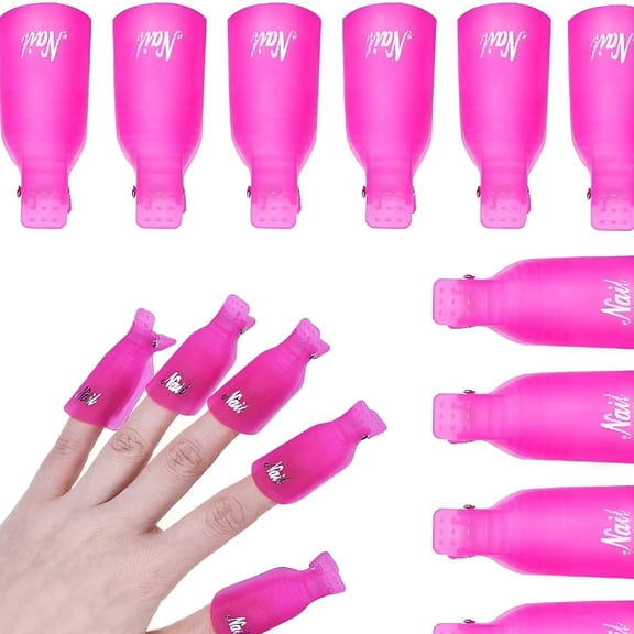 RAGUPEL 10 Pcs Nail Polish Remover Clips, Red Soak Off Cap Wraps, Reusable UV Gel Polish Removal Nail Art Tool