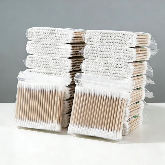 RAGUPEL 100 Pcs Cotton Swabs Disposable Double Round Tip Cotton Buds Ear Cleaning Sticks Tool Makeup Beauty&Personal Care Baby Q Tips(White)