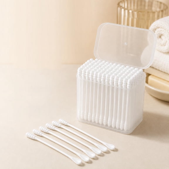RAGUPEL 100 Pcs Cotton Swabs Paper Double-End Cotton Buds for Personal Care&Daily Cleaning Sharp Q Tips