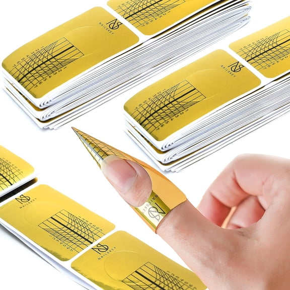 RAGUPEL 100 Pcs Nail Forms for Gel Builder, Self Adhesive Nail Extension Stickers for Acrylic, UV & Poly Gel with Tip Sculpting Guide